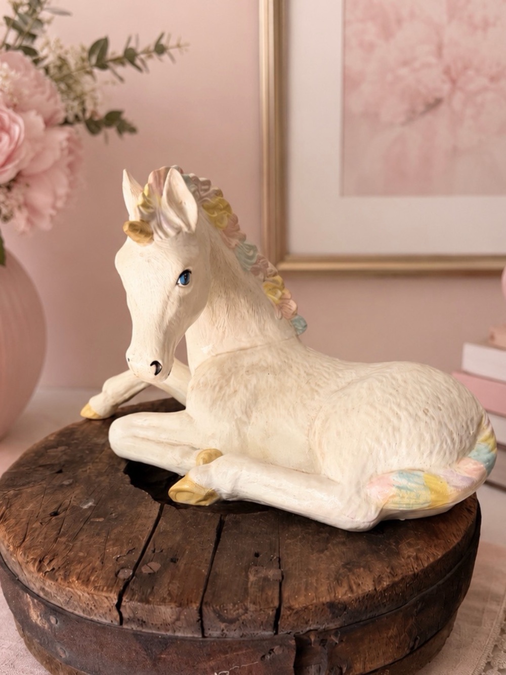 🦄 Large Ceramic Unicorn | 14" Long | Vintage